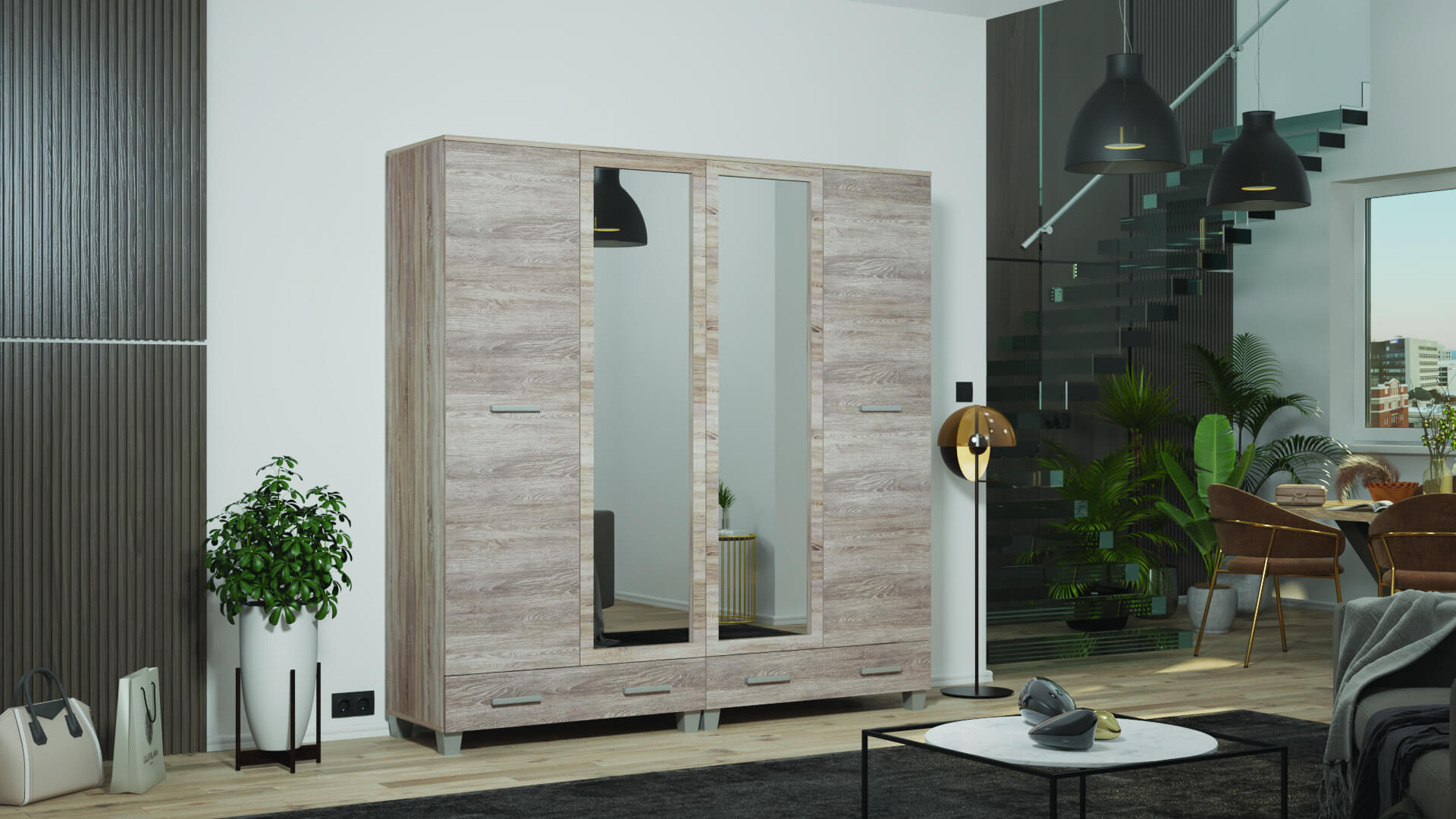 Corpus Gion GO Gardrób 200 cm V-3P Sonoma-Trüffel