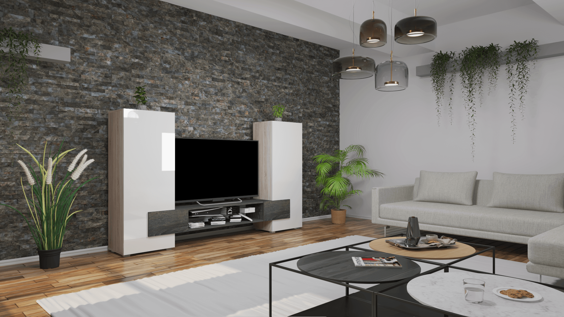 Corpus Logens 03 248 cm Sonoma-Magasfényű Fehér