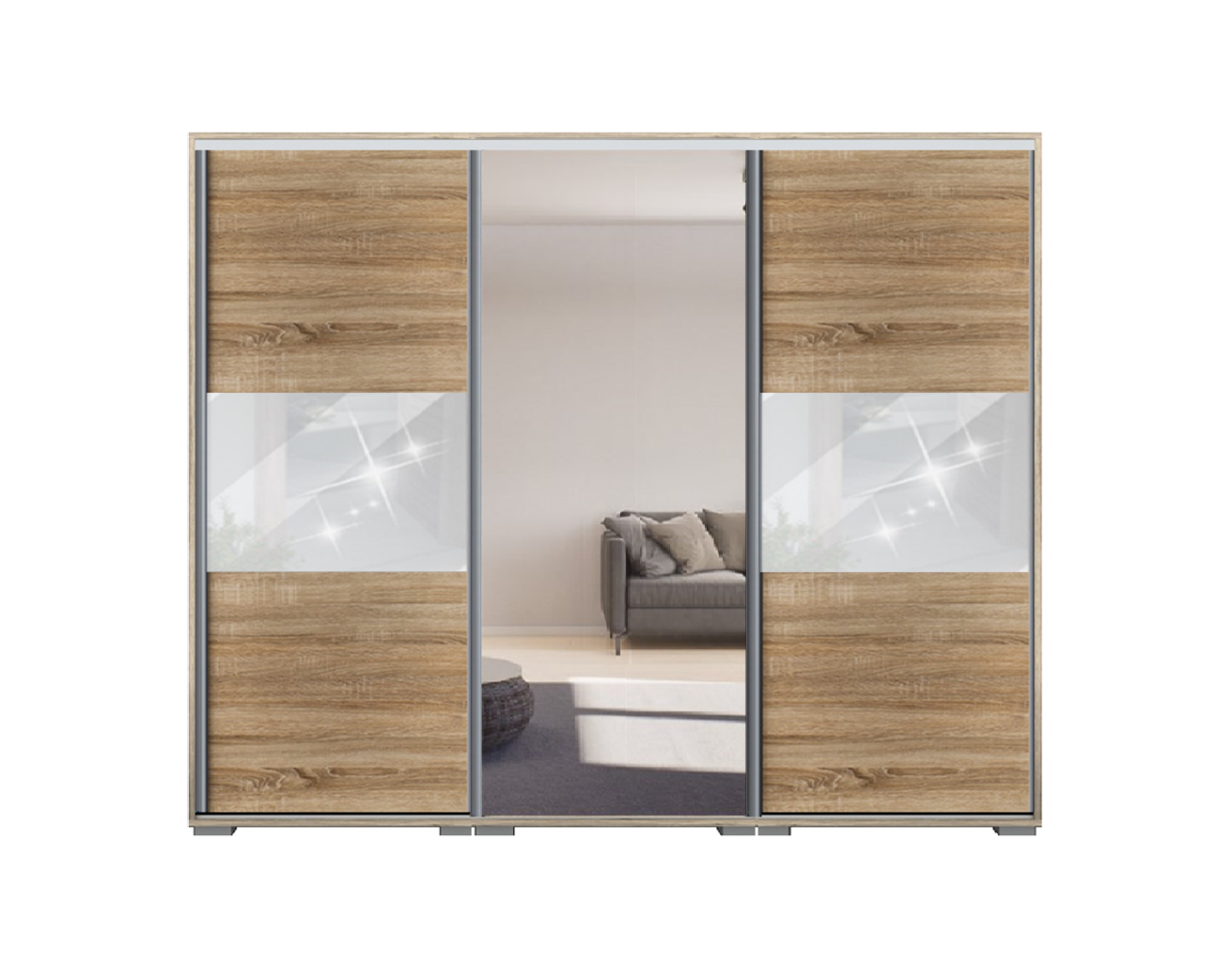 Dager tolóajtós gardrób 300 cm Vállfás-2 Polcos-2-es Fiókház