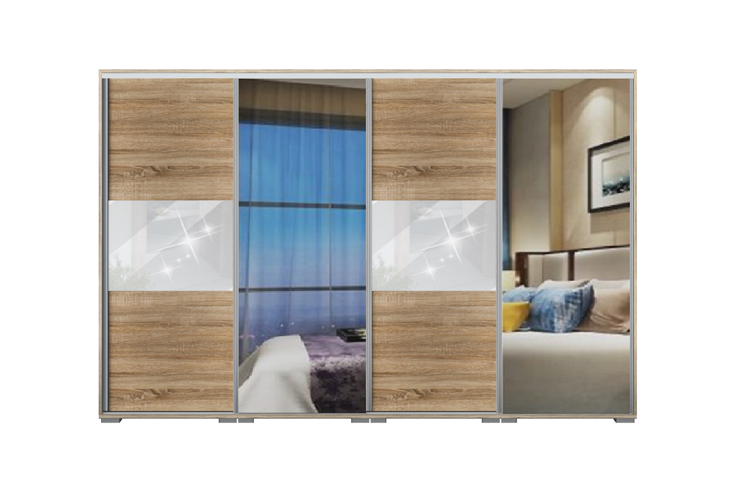 Dager tolóajtós gardrób 320 cm Vállfás-3 Polcos