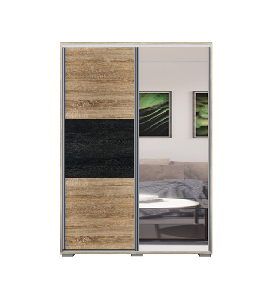 Denver tolóajtós gardrób 100 cm Vállfás-2 Polcos-2-es Fiókház