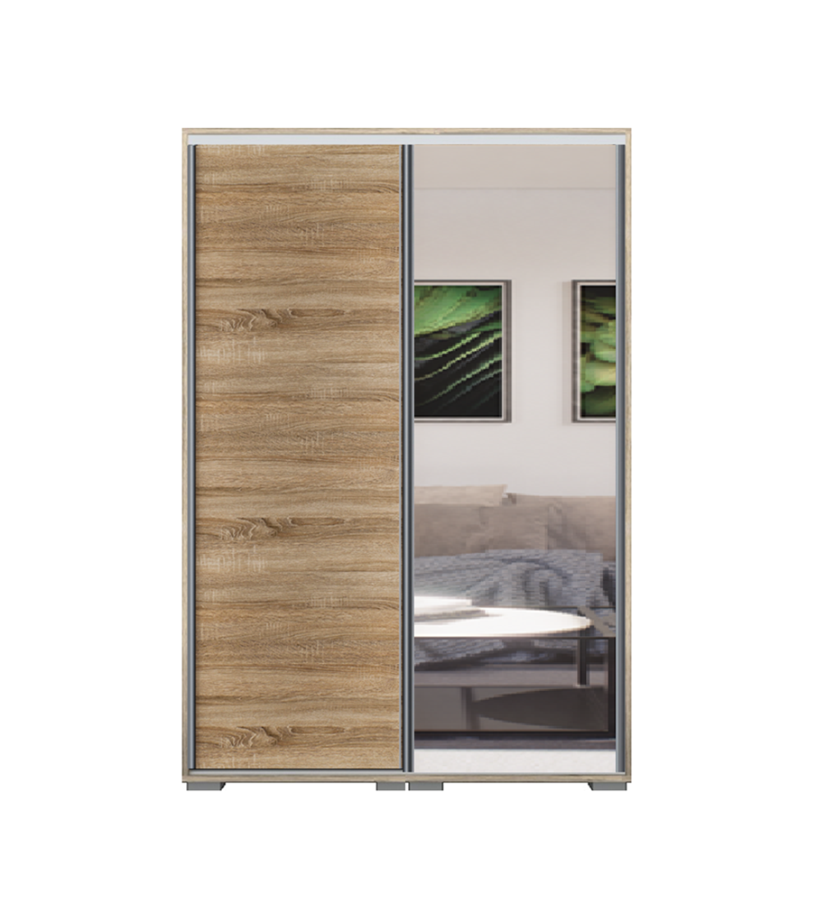 Dover tolóajtós gardrób 140 cm Vállfás-2 Polcos-2-es Fiókház