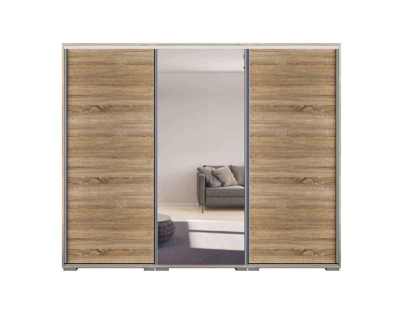 Dover tolóajtós gardrób 300 cm Vállfás-3 Polcos