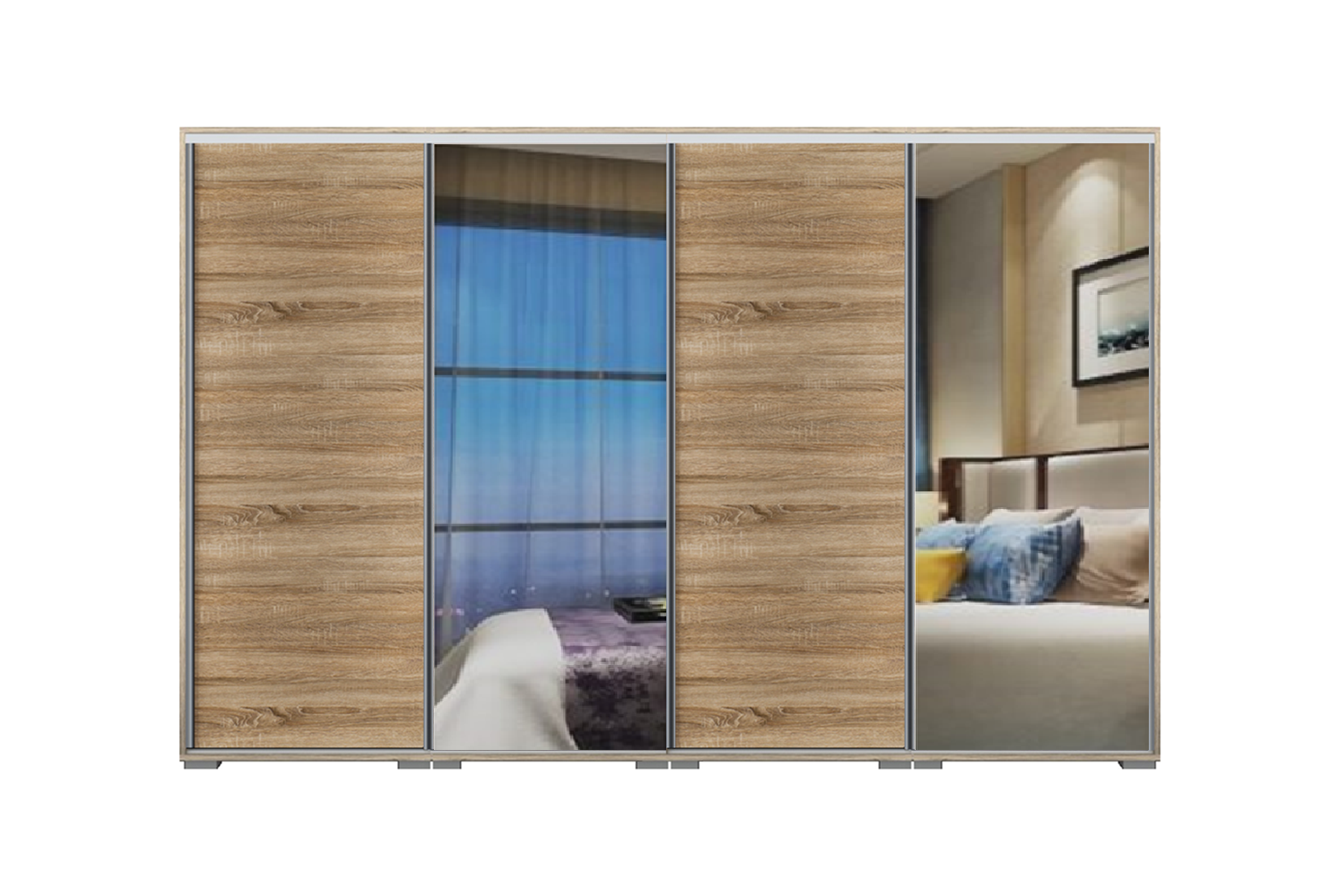 Dover tolóajtós gardrób 320 cm Vállfás-3 Polcos