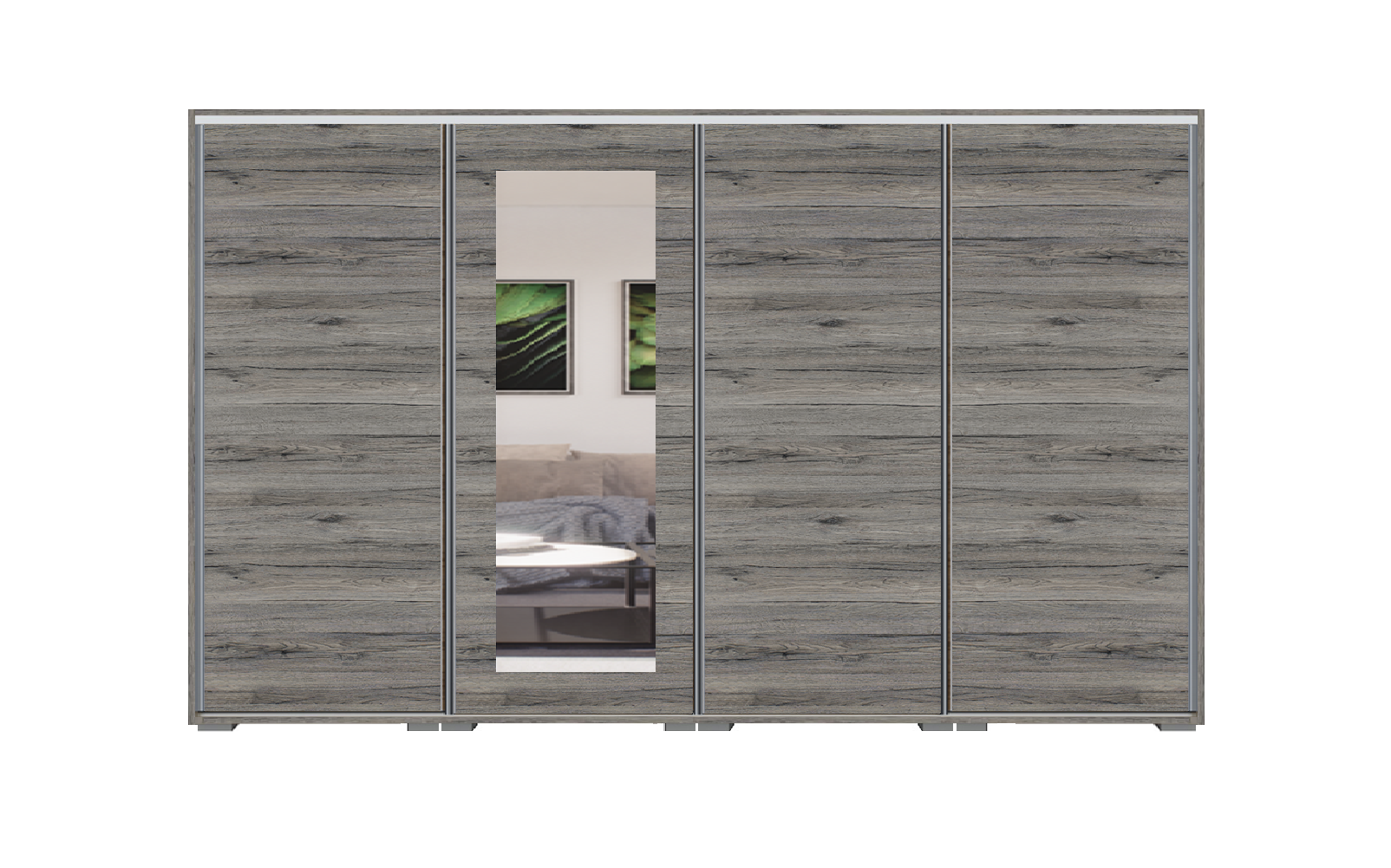 Dover tolóajtós gardrób 400 cm (4x100 cm)Vállfás-3 Polcos