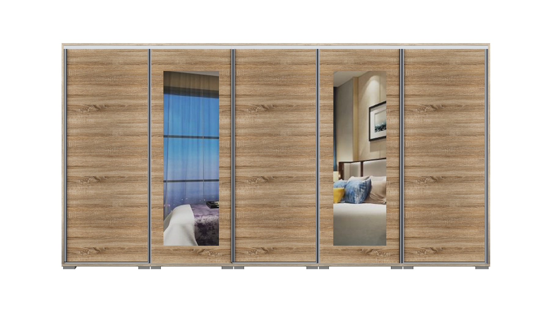 Dover tolóajtós gardrób 400 cm( 5x80 cm)Vállfás-3 Polcos