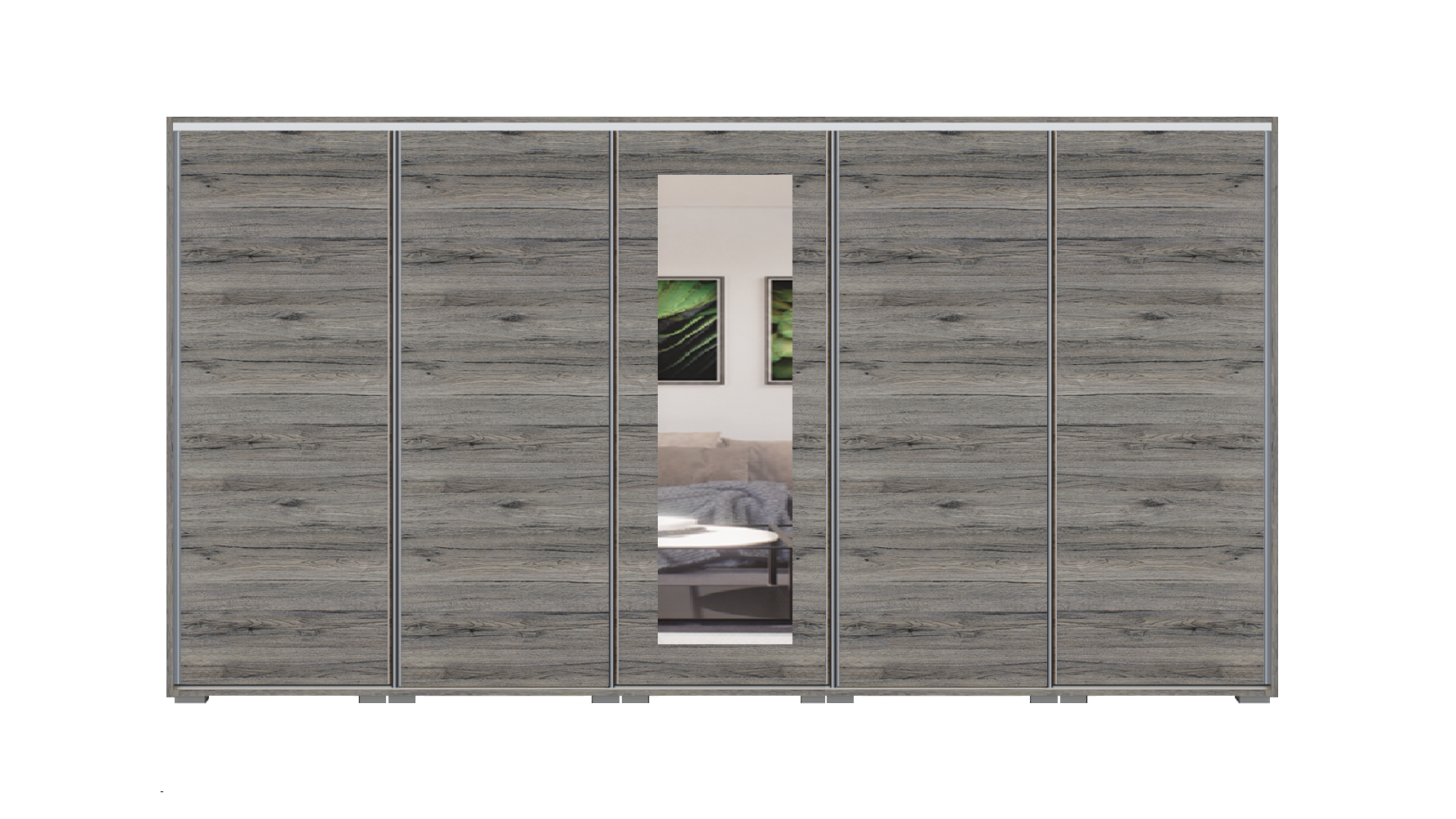 Dover tolóajtós gardrób 400 cm(5x80 cm) Vállfás-2 Polcos-2-es Fiókház